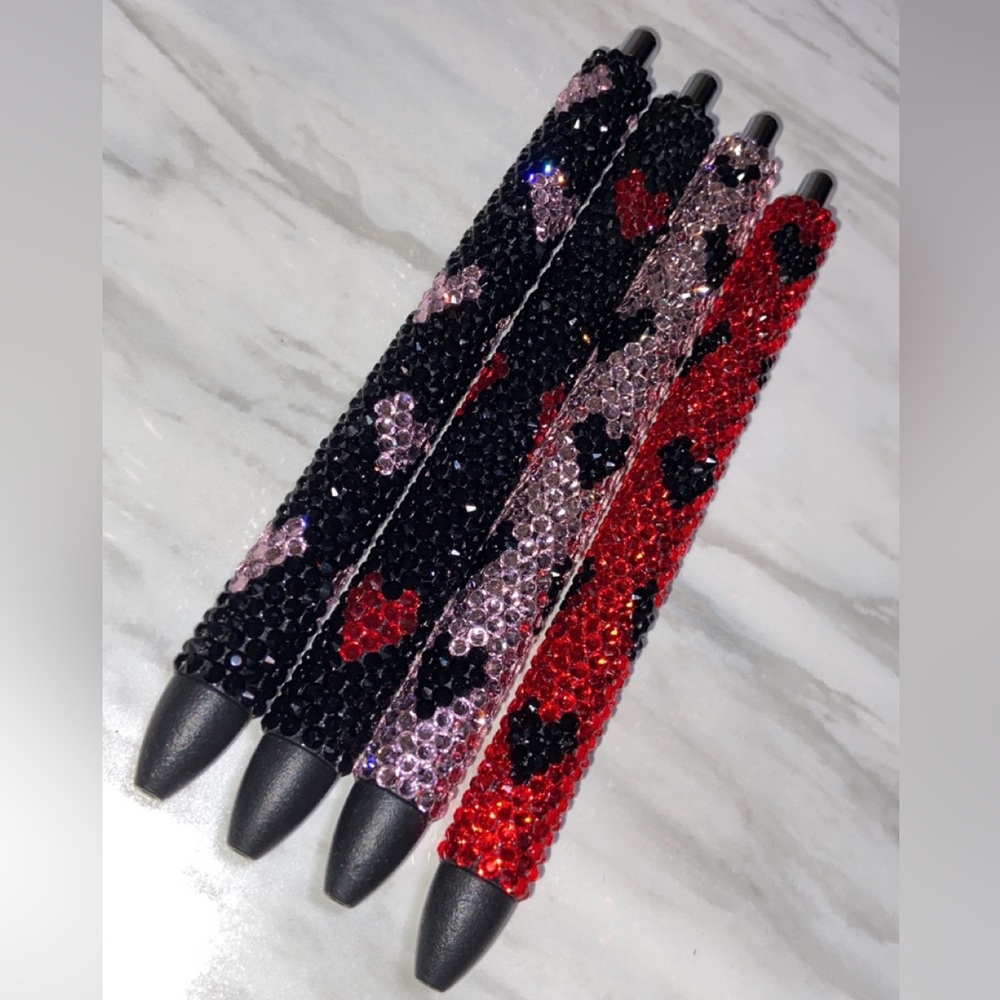 🩷🖤Pink & Black Rhinestone Gel Pen